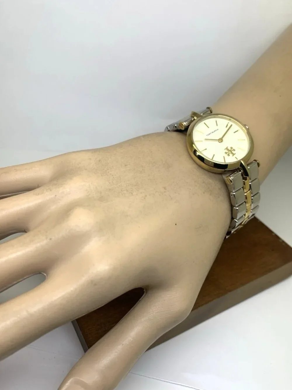 Tory Burch Women's Watch TBW2044 Quartz Cream Dial Two Tone Stainless Steel 30mm